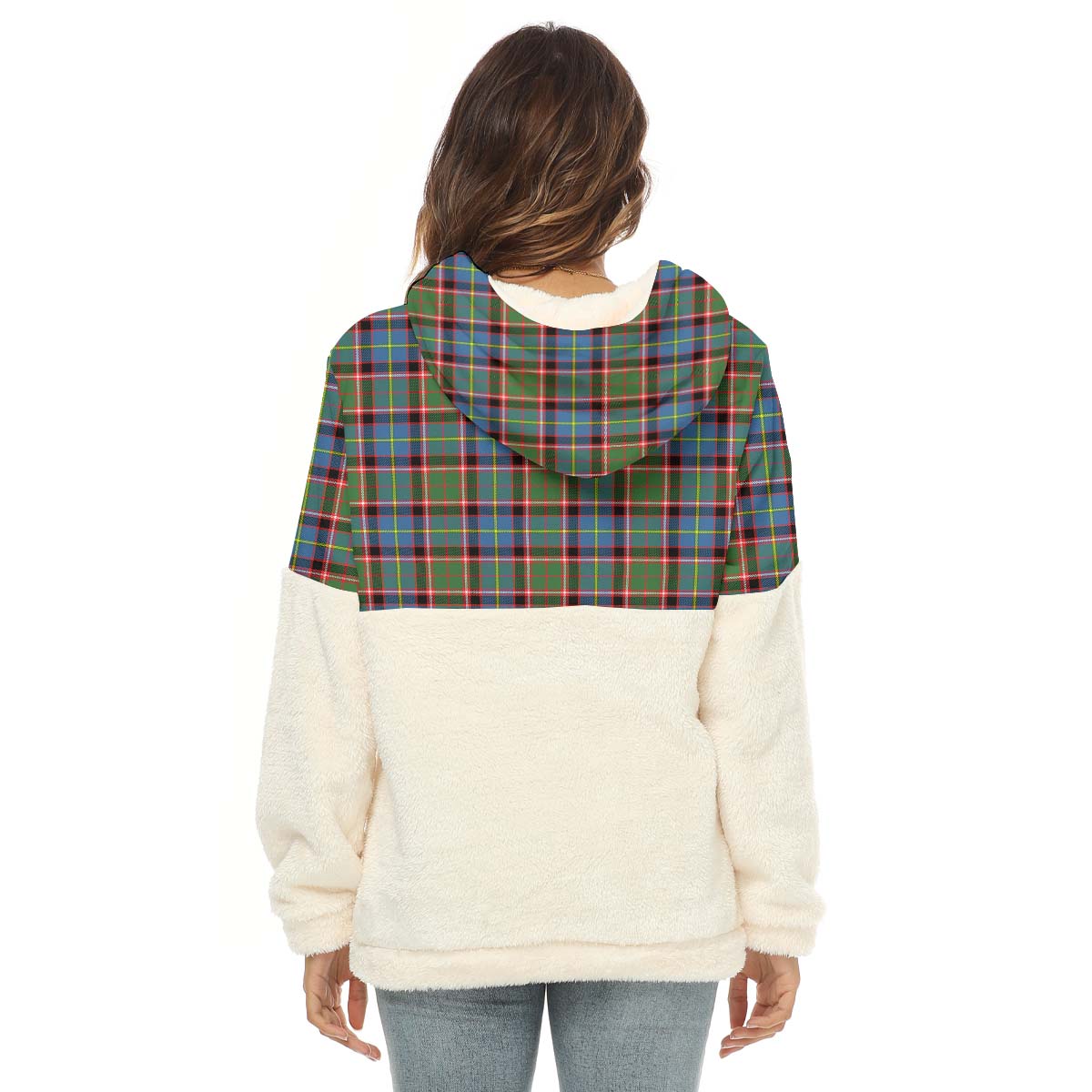 Aikenhead Tartan Half Style Women's Borg Fleece Hoodie with Half Zip - Tartan Vibes Clothing