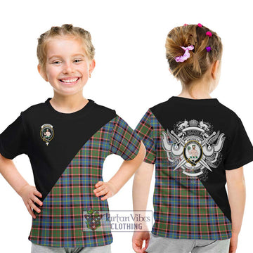 Aikenhead Tartan Kid T-Shirt with Family Crest and Military Logo Style - Tartan Vibes Clothing