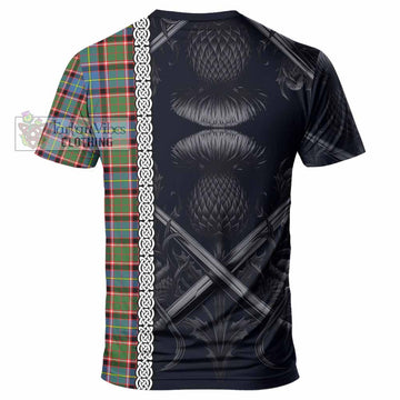 Aikenhead Tartan T-Shirt with Family Crest Cross Sword Thistle Celtic Vibes - Tartan Vibes Clothing