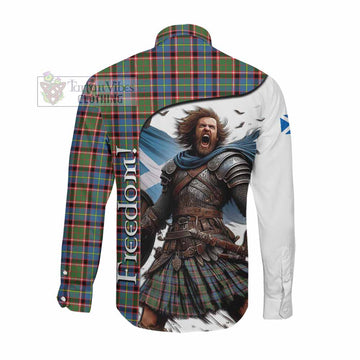 Tartan Vibes Clothing Aikenhead Crest Tartan Long Sleeve Button Shirt Inspired by the Freedom of Scottish Warrior