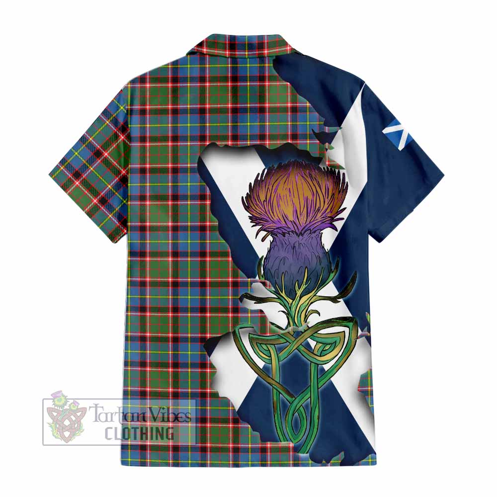 Tartan Vibes Clothing Aikenhead Tartan Family Crest Short Sleeve Button Shirt Scottish Thistle Celtic Inspired