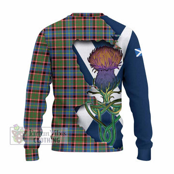 Tartan Vibes Clothing Aikenhead Tartan Family Crest Knitted Sweater Scottish Thistle Celtic Inspired