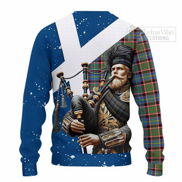 Aikenhead Tartan Knitted Sweater with Family Crest Scottish Bagpiper Vibes - Tartan Vibes Clothing