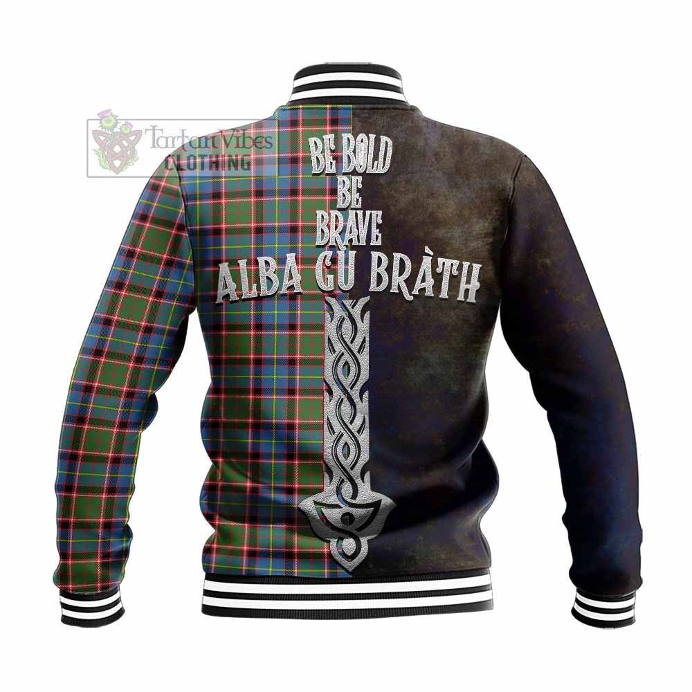Tartan Vibes Clothing Aikenhead Tartan Family Crest Baseball Jacket Alba Gu Brath Be Brave Lion Ancient Style