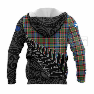 Tartan Vibes Clothing Aikenhead Crest Tartan Knitted Hoodie with New Zealand Silver Fern Half Style