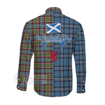 Tartan Vibes Clothing Aikenhead Tartan Long Sleeve Button Shirt Happy St. Andrew's Day Half Tartan Style