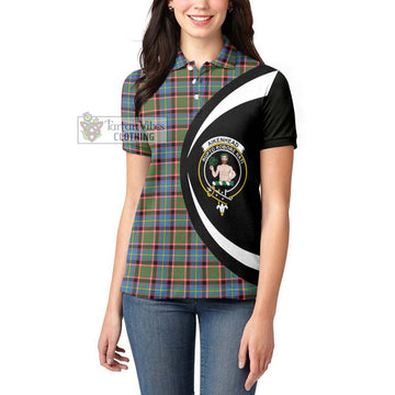 Aikenhead Tartan Women's Polo Shirt with Family Crest Circle Style - Tartan Vibes Clothing