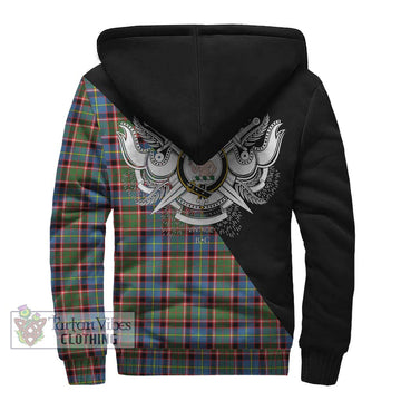 Aikenhead Tartan Sherpa Hoodie with Family Crest and Military Logo Style - Tartan Vibes Clothing