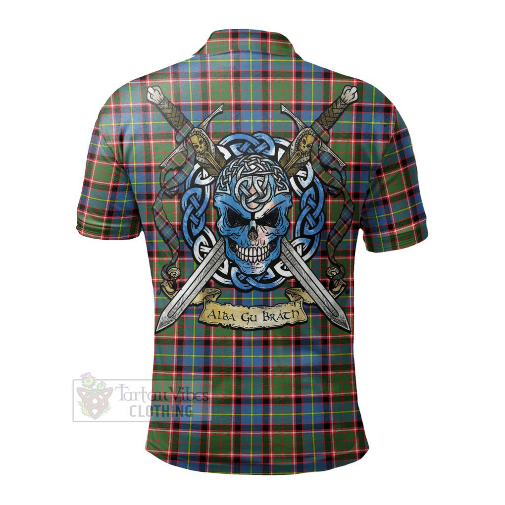 Aikenhead Tartan Polo Shirt with Family Crest Celtic Skull Style - Tartan Vibes Clothing