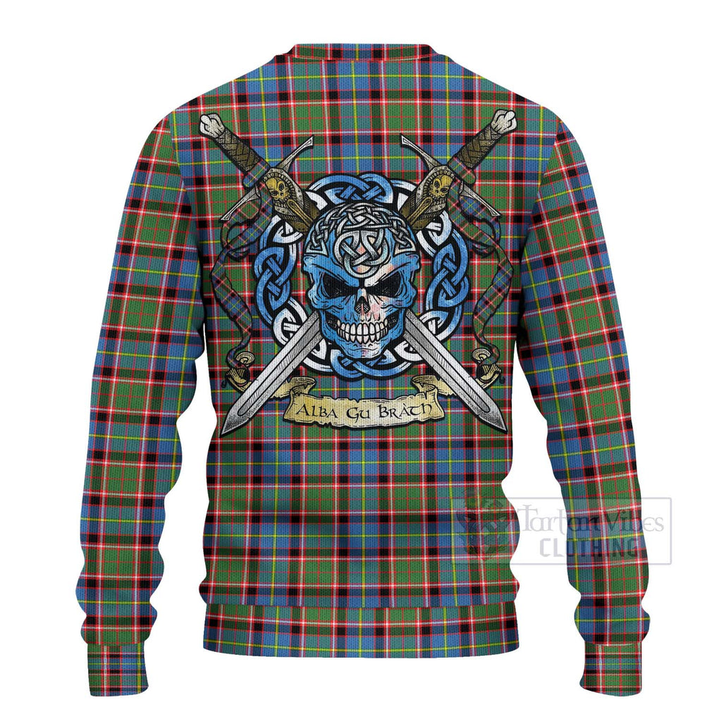 Aikenhead Tartan Ugly Sweater with Family Crest Celtic Skull Style - Tartan Vibes Clothing