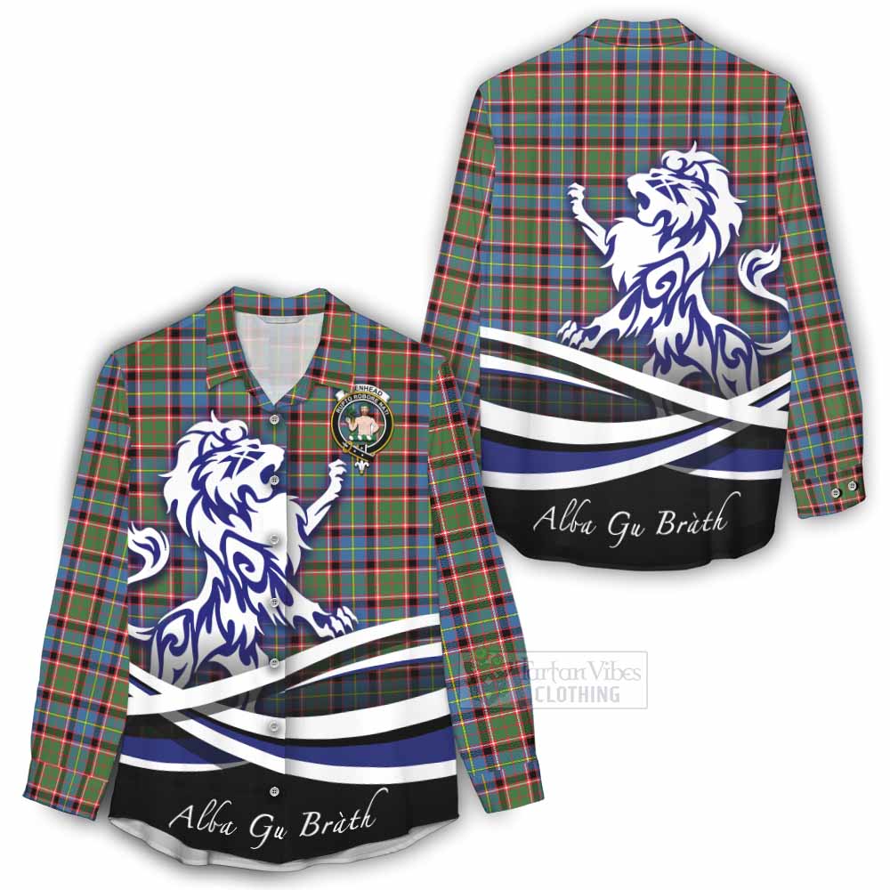 Aikenhead Tartan Women's Casual Shirt with Alba Gu Brath Regal Lion Emblem - Tartan Vibes Clothing