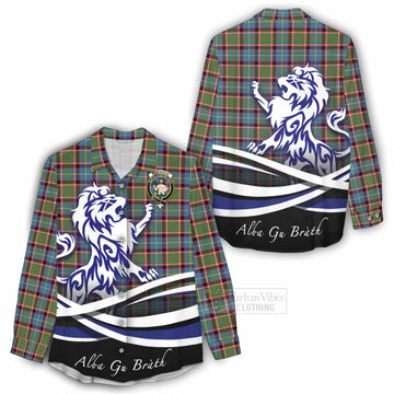Aikenhead Tartan Women's Casual Shirt with Alba Gu Brath Regal Lion Emblem - Tartan Vibes Clothing