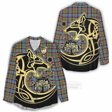 Aikenhead Tartan Women's Casual Shirt with Family Crest Celtic Wolf Style - Tartan Vibes Clothing