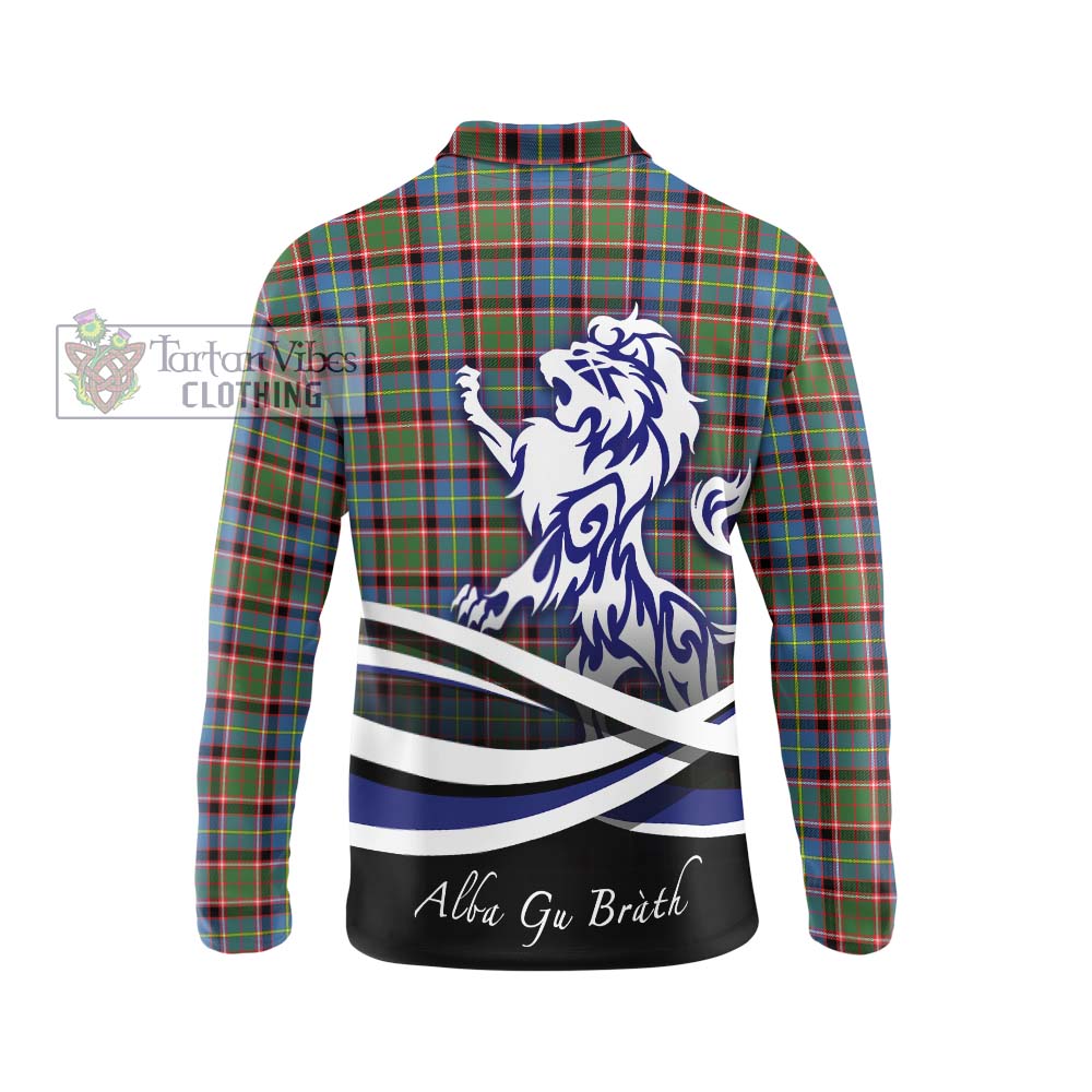 Aikenhead Tartan Long Sleeve Polo Shirt with Alba Gu Brath Regal Lion Emblem - Tartan Vibes Clothing