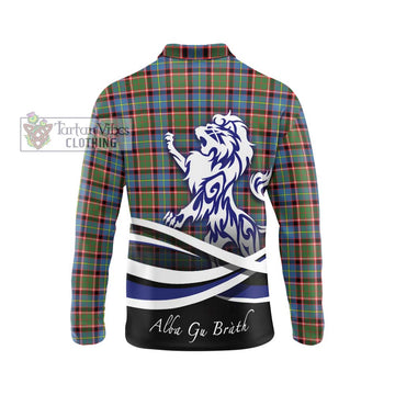 Aikenhead Tartan Long Sleeve Polo Shirt with Alba Gu Brath Regal Lion Emblem - Tartan Vibes Clothing