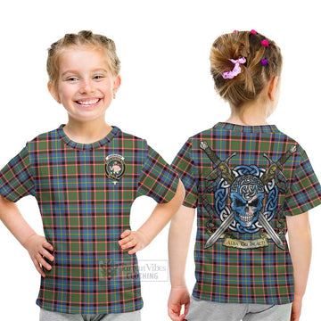 Aikenhead Tartan Kid T-Shirt with Family Crest Celtic Skull Style - Tartan Vibes Clothing