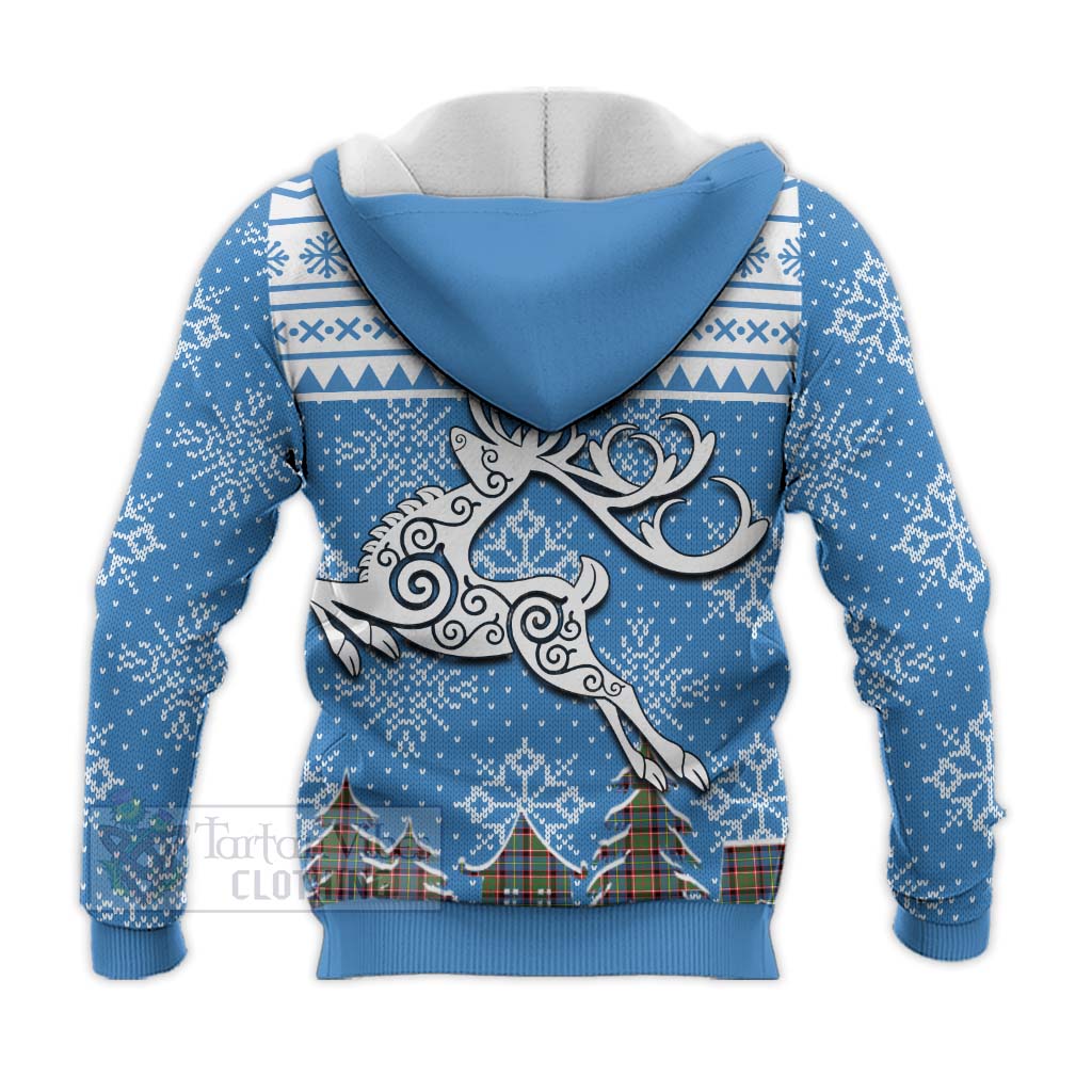 Tartan Vibes Clothing Aikenhead Clan Christmas Knitted Hoodie Celtic Reindeer Style