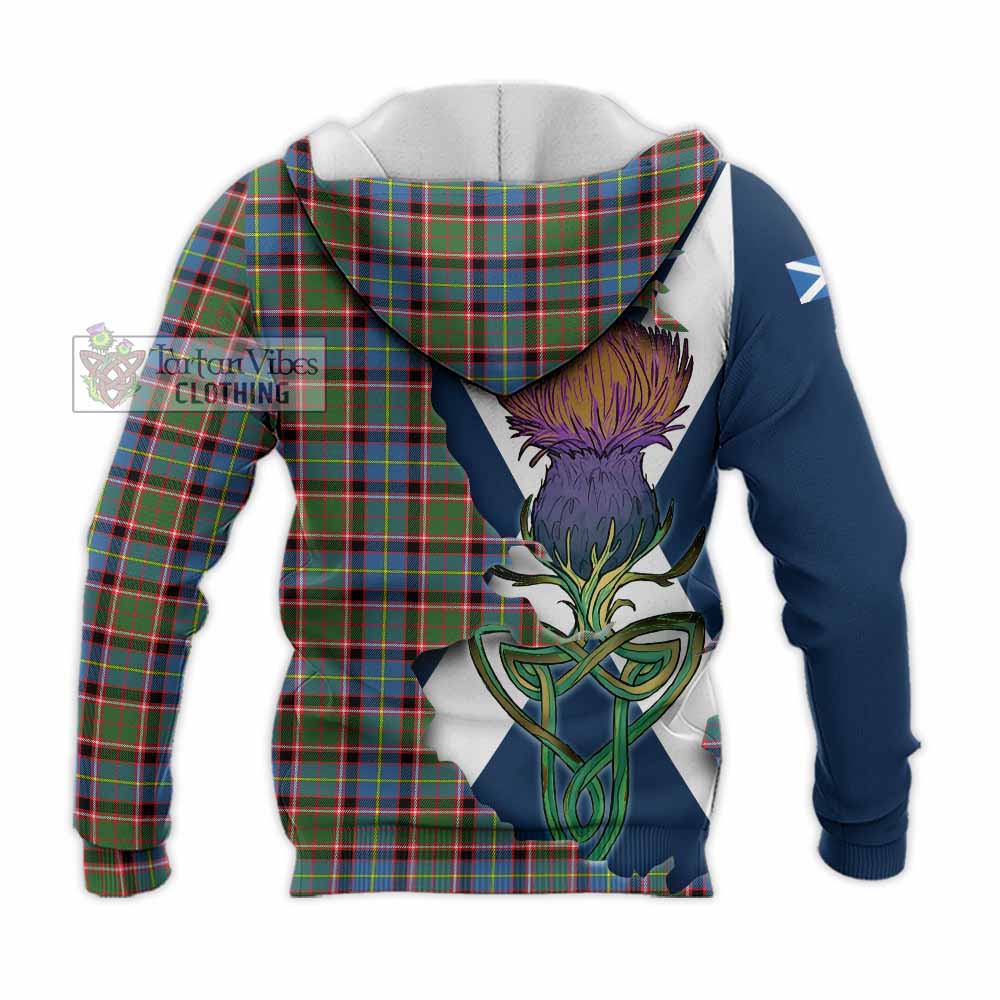 Tartan Vibes Clothing Aikenhead Tartan Family Crest Knitted Hoodie Scottish Thistle Celtic Inspired