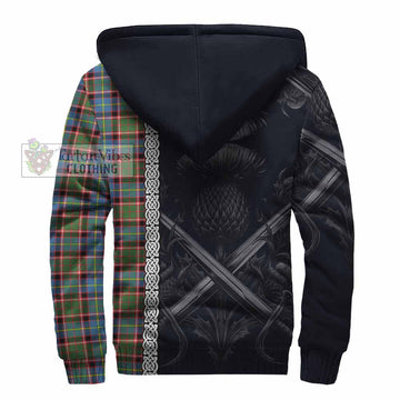 Aikenhead Tartan Sherpa Hoodie with Family Crest Cross Sword Thistle Celtic Vibes - Tartan Vibes Clothing