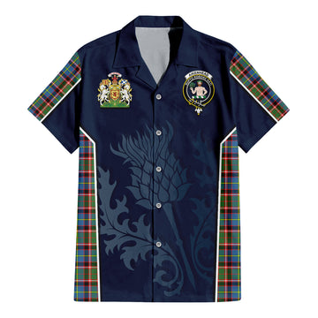 Aikenhead Tartan Short Sleeve Button Up Shirt with Family Crest and Scottish Thistle Vibes Sport Style