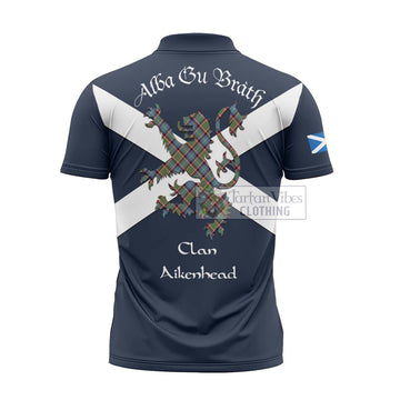 Aikenhead Tartan Lion Rampant Zipper Polo Shirt Proudly Display Your Heritage with Alba Gu Brath and Clan Name - Tartan Vibes Clothing