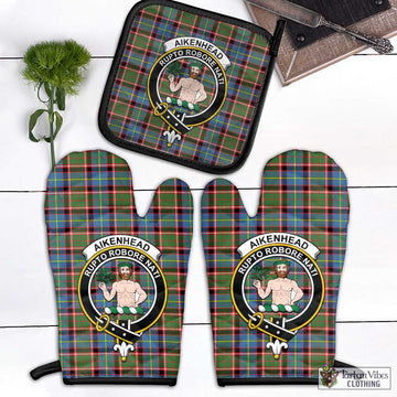 Aikenhead Tartan Combo Oven Mitt & Pot-Holder with Family Crest Combo 1 Oven Mitt & 1 Pot-Holder Black - Tartan Vibes Clothing