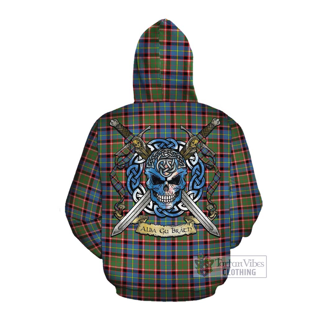 Aikenhead Tartan Cotton Hoodie with Family Crest Celtic Skull Style Pullover Hoodie - Tartan Vibes Clothing