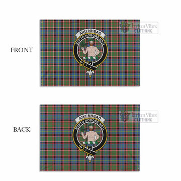 Tartan Vibes Clothing Aikenhead Tartan House Flag with Family Crest