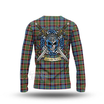 Aikenhead Tartan Long Sleeve T-Shirt with Family Crest Celtic Skull Style - Tartan Vibes Clothing