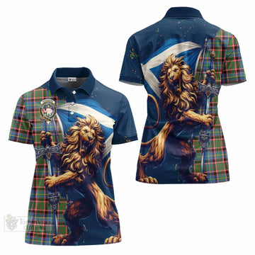 Aikenhead Tartan Family Crest Women's Polo Shirt with Scottish Majestic Lion - Tartan Vibes Clothing