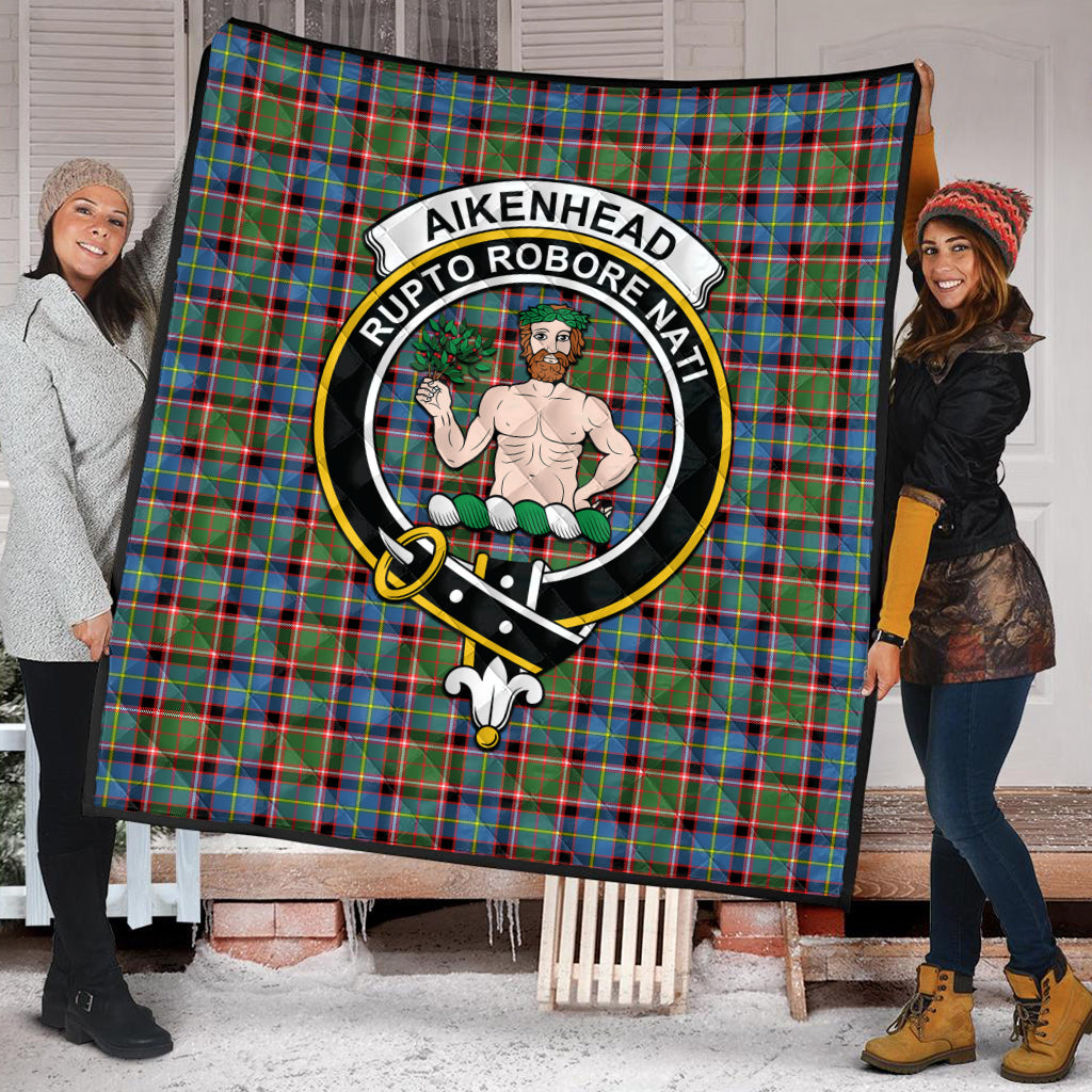 Aikenhead Tartan Quilt with Family Crest - Tartanvibesclothing