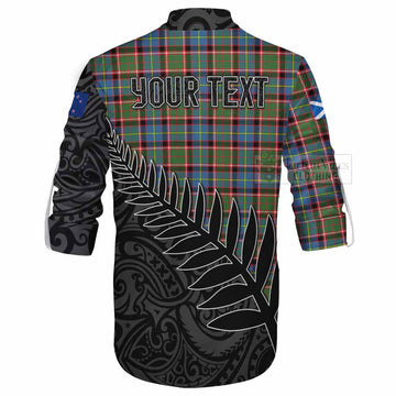 Aikenhead Crest Tartan Ghillie Kilt Shirt with New Zealand Silver Fern Half Style - Tartan Vibes Clothing