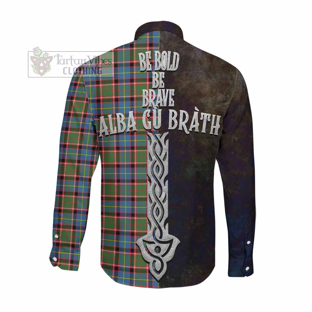 Aikenhead Tartan Family Crest Long Sleeve Button Shirt Alba Gu Brath Be Brave Lion Ancient Style Men's Shirt - Tartan Vibes Clothing