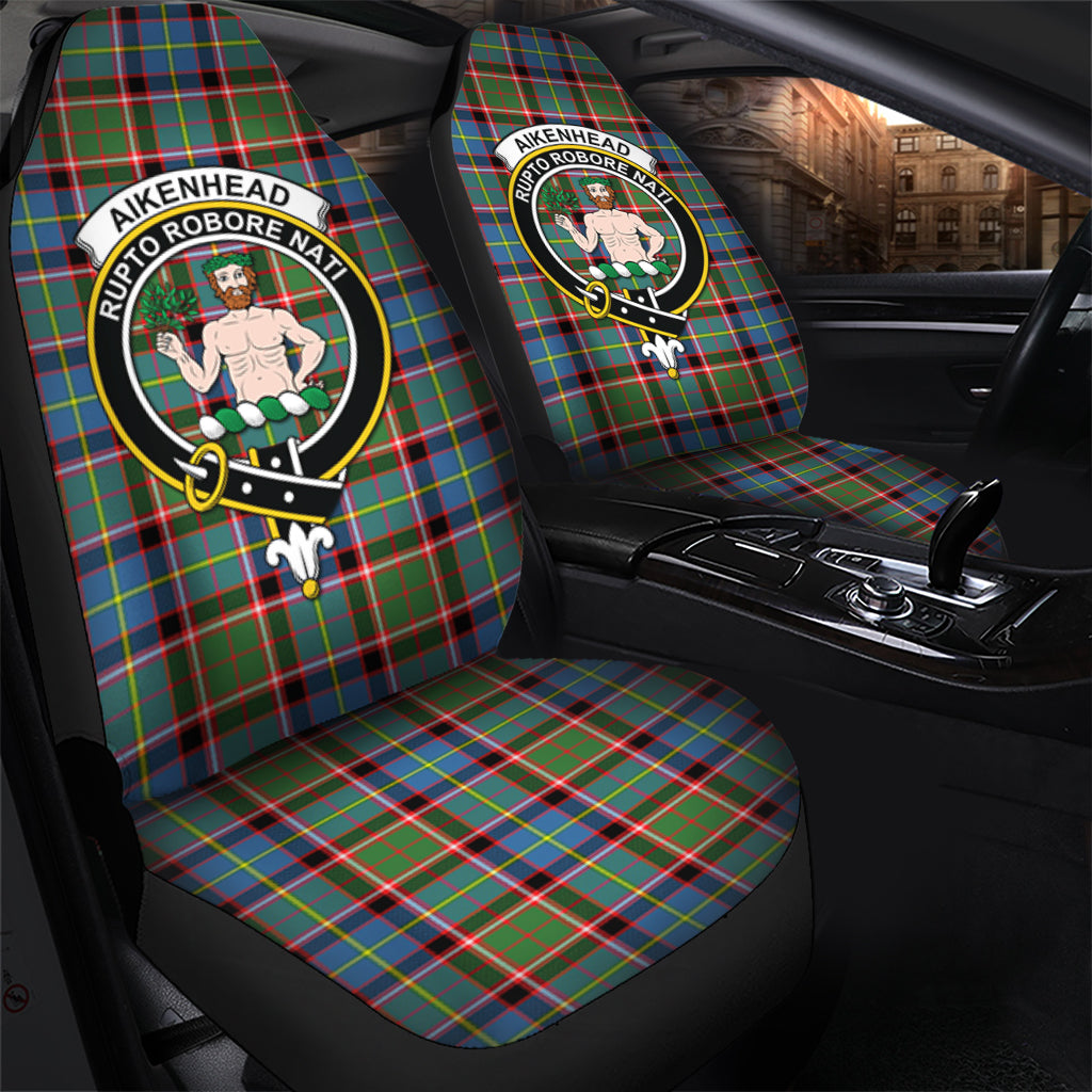 Aikenhead Tartan Car Seat Cover with Family Crest - Tartanvibesclothing