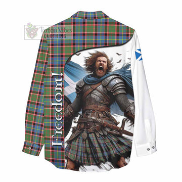 Tartan Vibes Clothing Aikenhead Crest Tartan Women's Casual Shirt Inspired by the Freedom of Scottish Warrior