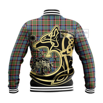 Aikenhead Tartan Baseball Jacket with Family Crest Celtic Wolf Style - Tartan Vibes Clothing