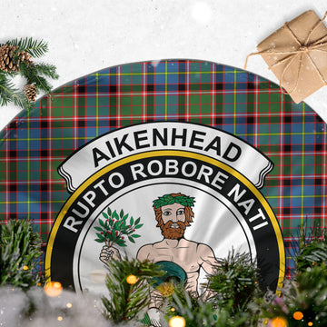 Aikenhead Tartan Christmas Tree Skirt with Family Crest - Tartanvibesclothing