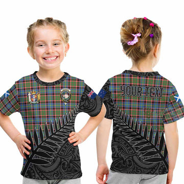 Aikenhead Crest Tartan Kid T-Shirt with New Zealand Silver Fern Half Style - Tartan Vibes Clothing