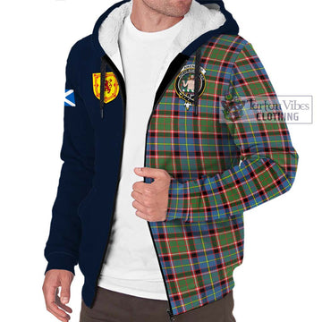 Aikenhead Tartan Sherpa Hoodie Alba with Scottish Lion Royal Arm Half Style - Tartan Vibes Clothing
