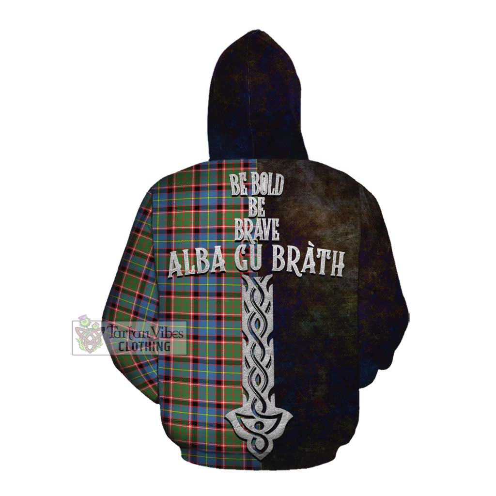 Tartan Vibes Clothing Aikenhead Tartan Family Crest Cotton Hoodie Alba Gu Brath Be Brave Lion Ancient Style