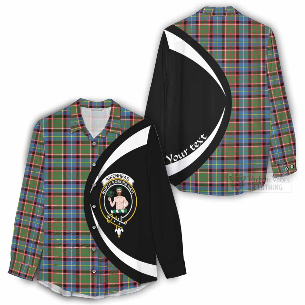 Aikenhead Tartan Women's Casual Shirt with Family Crest Circle Style - Tartan Vibes Clothing