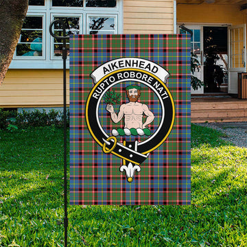 Aikenhead Tartan Garden Flag with Family Crest