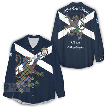 Aikenhead Tartan Lion Rampant Women's Casual Shirt Proudly Display Your Heritage with Alba Gu Brath and Clan Name - Tartan Vibes Clothing