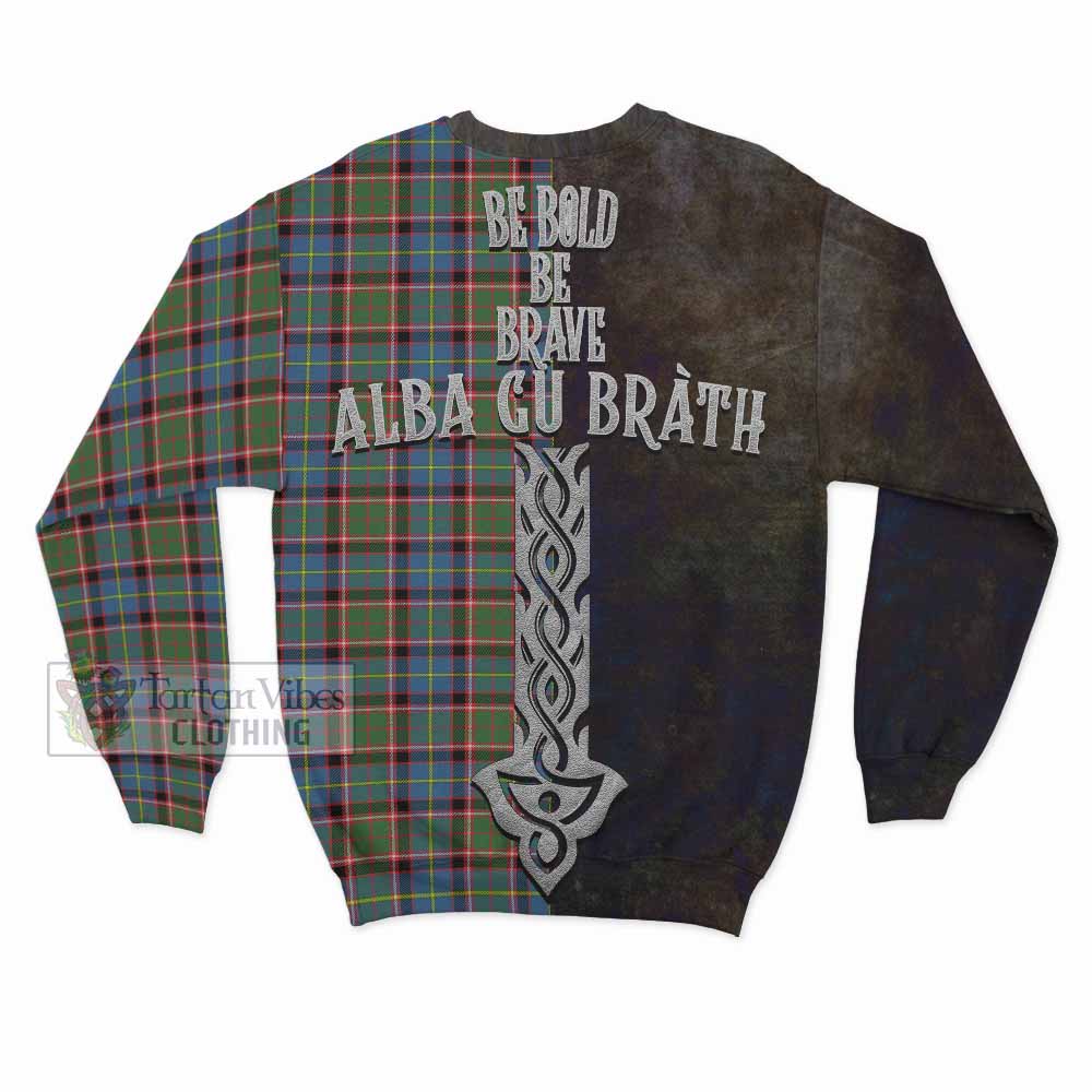 Tartan Vibes Clothing Aikenhead Tartan Family Crest Sweatshirt Alba Gu Brath Be Brave Lion Ancient Style