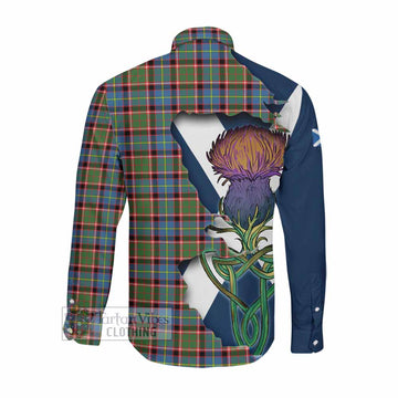 Tartan Vibes Clothing Aikenhead Tartan Family Crest Long Sleeve Button Shirt Scottish Thistle Celtic Inspired