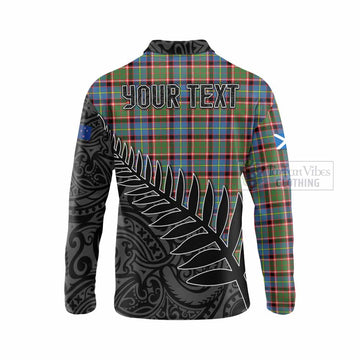 Aikenhead Crest Tartan Long Sleeve Polo Shirt with New Zealand Silver Fern Half Style - Tartan Vibes Clothing