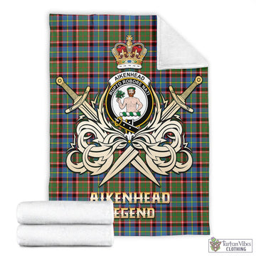 Aikenhead Tartan Blanket with Clan Crest and the Golden Sword of Courageous Legacy