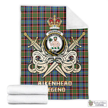 Aikenhead Tartan Blanket with Clan Crest and the Golden Sword of Courageous Legacy - Tartan Vibes Clothing