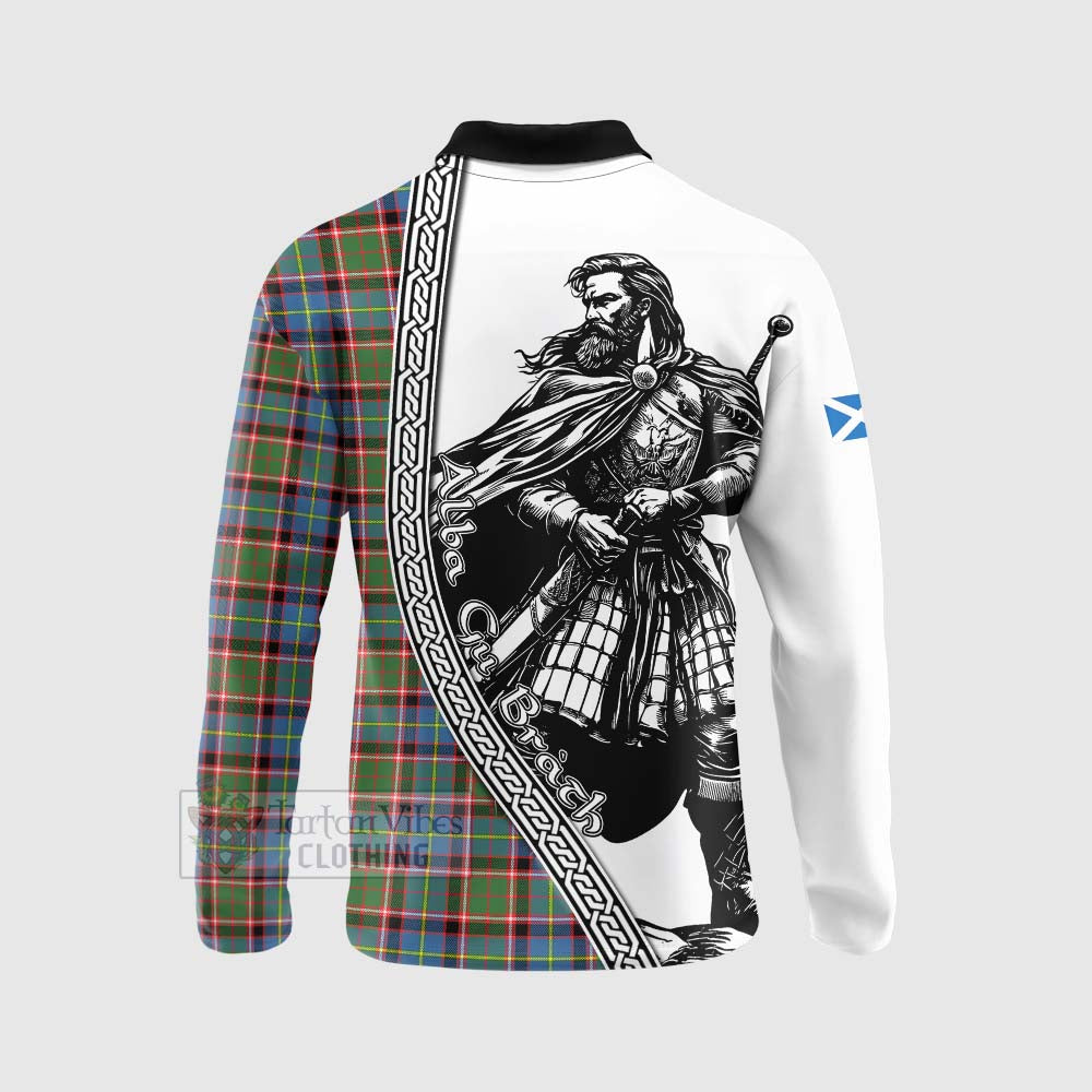 Aikenhead Tartan Clan Crest Long Sleeve Polo Shirt with Highlander Warrior Celtic Style - Tartan Vibes Clothing