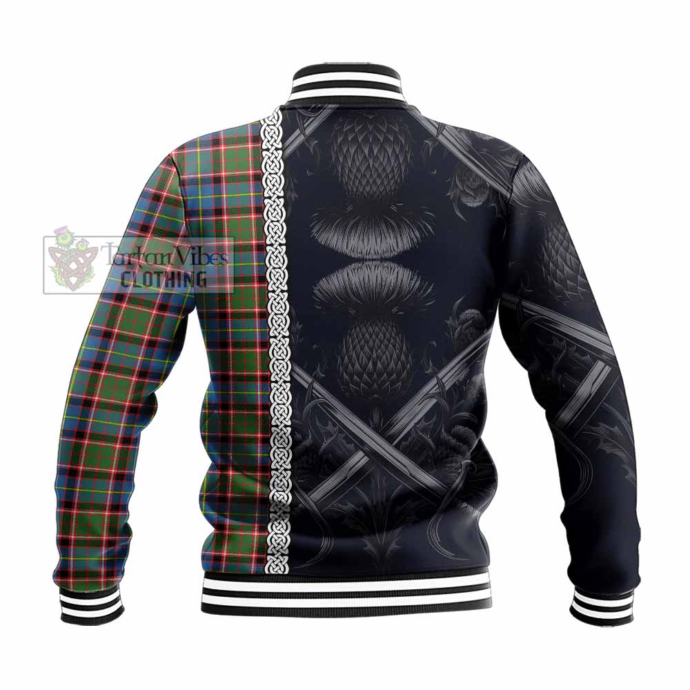Aikenhead Tartan Baseball Jacket with Family Crest Cross Sword Thistle Celtic Vibes - Tartan Vibes Clothing